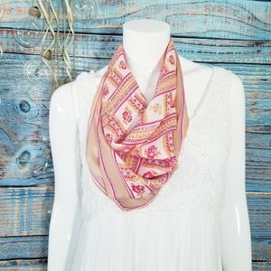 Vintage Square Scarf Fuscia Tan